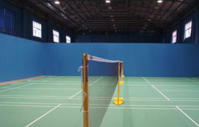  Is the badminton hall constructed with wood floor or PVC plastic floor